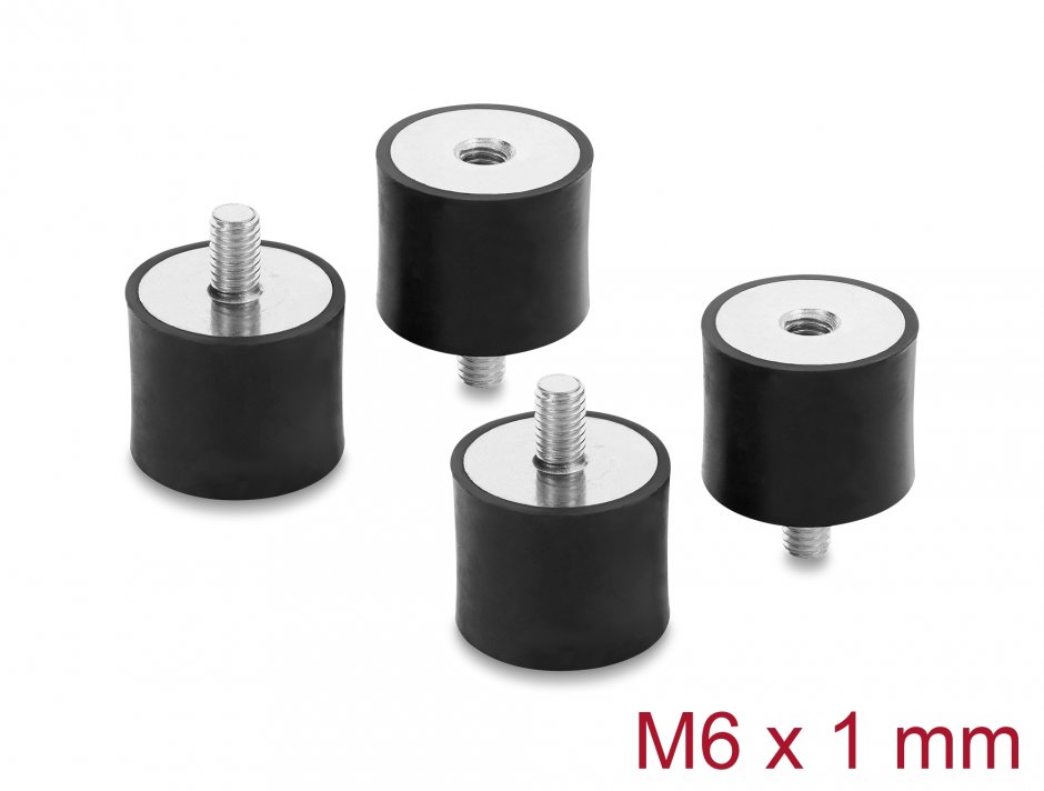 Imagine Set 4 buc amortizor vibratii M6x1mm/25x20mm, Delock 60820