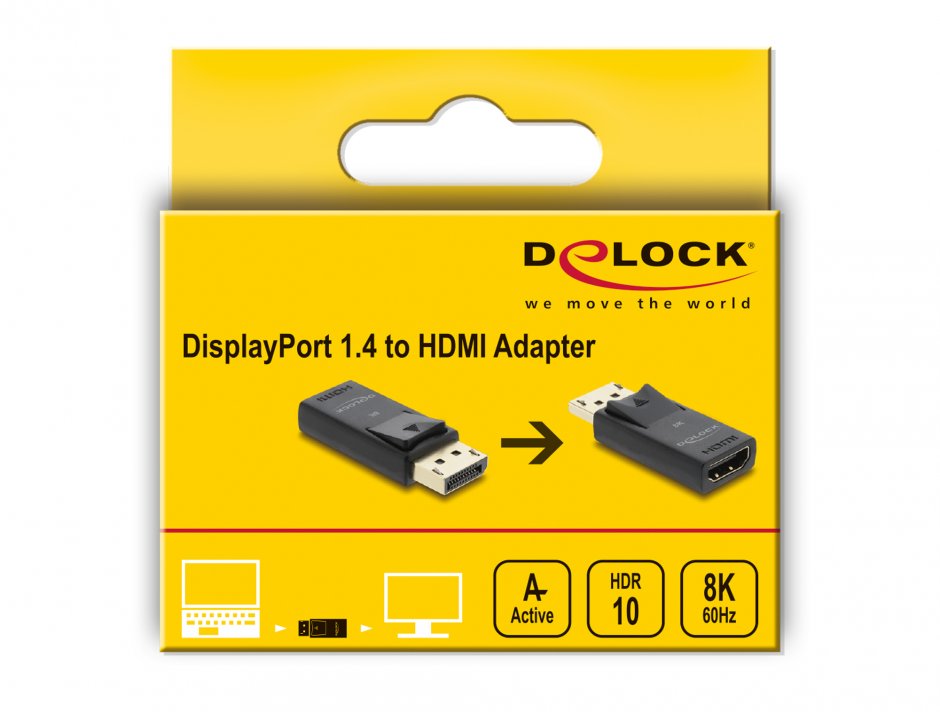 Imagine Adaptor activ DisplayPort la HDMI T-M 8K60Hz cu HDR, Delock 61084
