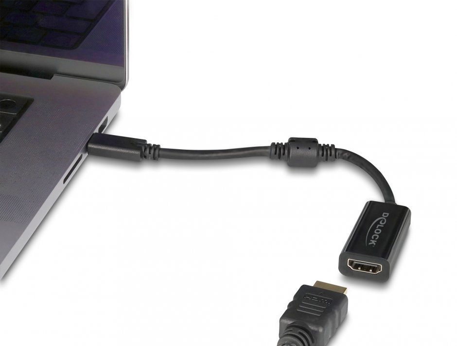 Imagine Adaptor USB Type C la HDMI (DP Alt Mode) T-M 8K60Hz/4K144Hz cu HDR/HDCP Negru, Delock 61085