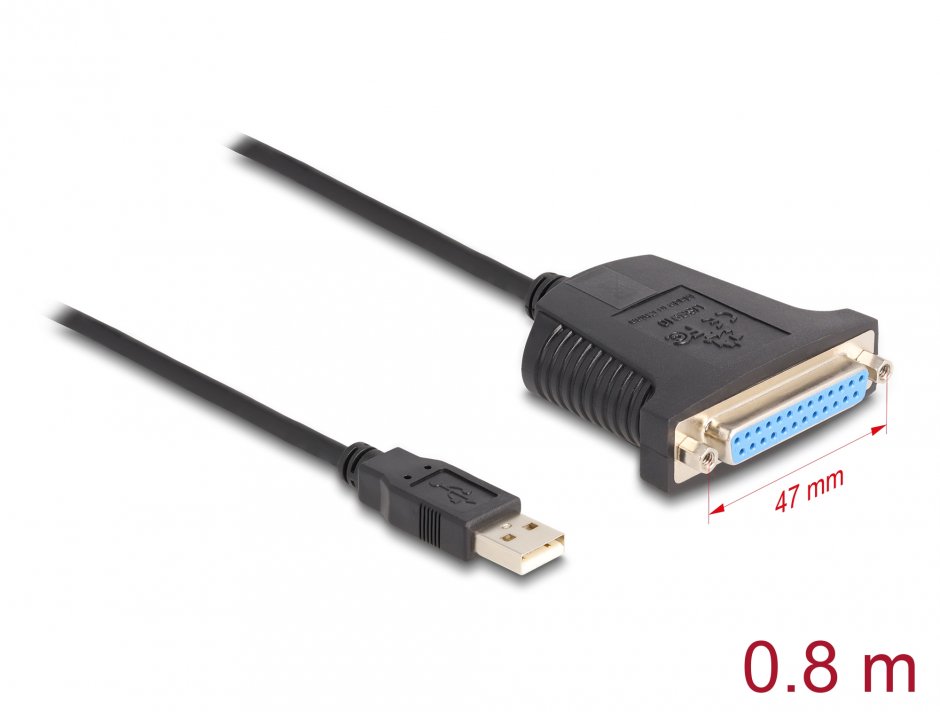 Imagine Cablu USB la paralel 25 pini 0.8m, Delock 61330