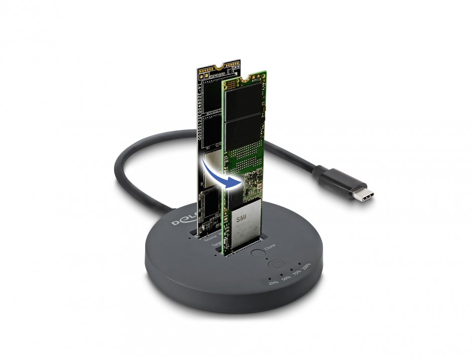 Imagine Docking station USB 20 Gbps pentru 2 x M.2 NVMe PCIe SSD cu functie de Clona, Delock 64364