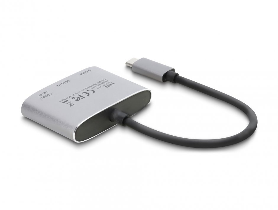 Imagine Docking station USB type C la HDMI 4K60Hz + USB-A + PD 3.1 140W, Delock 64368
