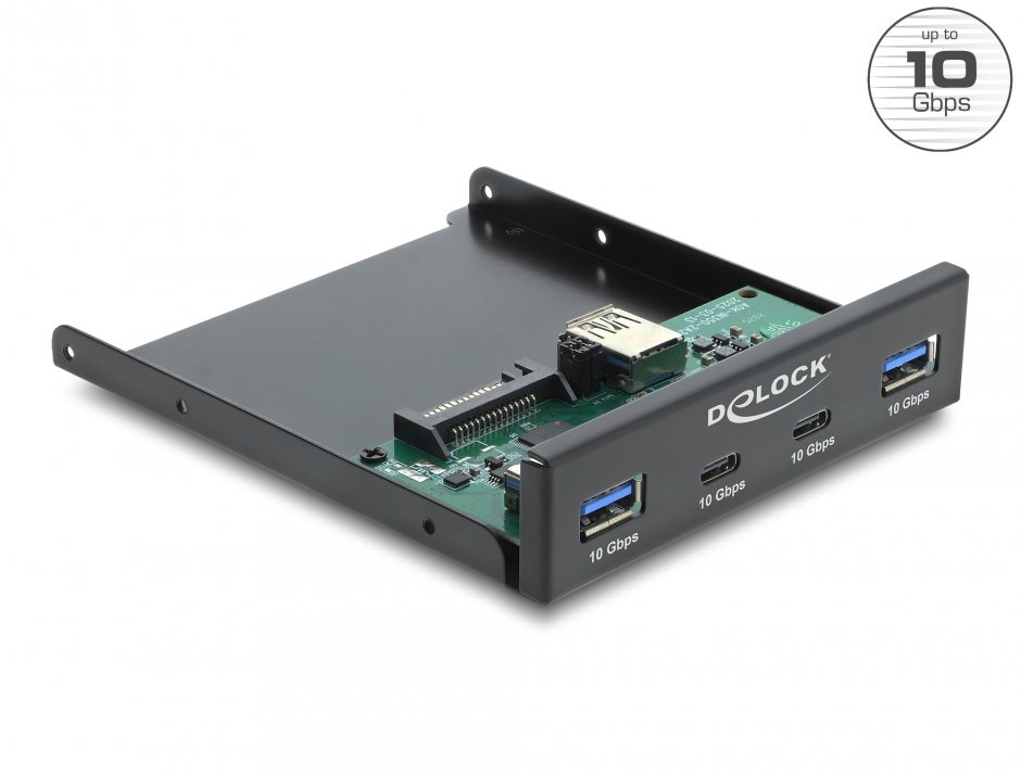 Imagine Front panel 3.5" USB 10 Gbps cu 2 x USB Type C + 2 x USB-A, Delock 64369