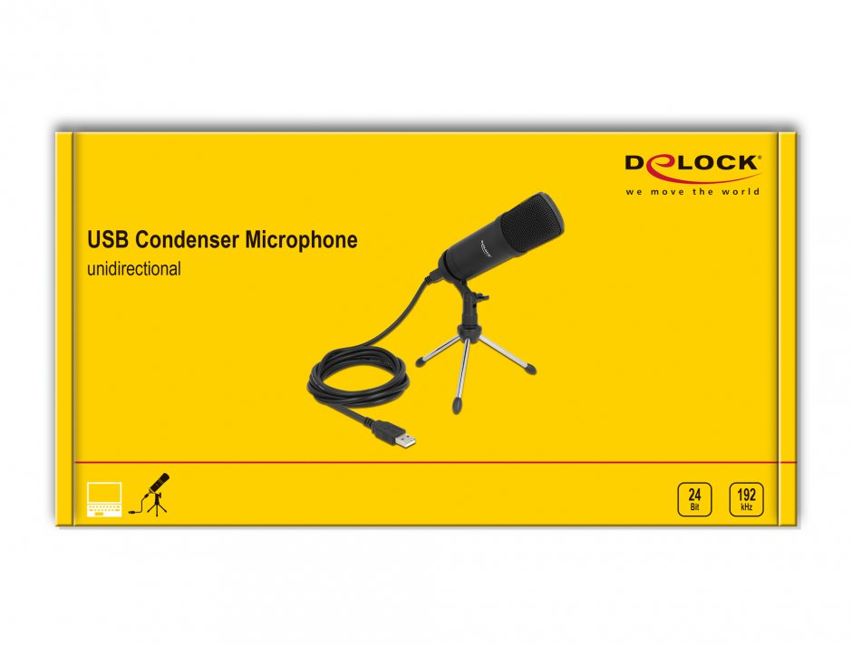 Imagine Microfon profesional USB Condenser 24 Bit / 192 kHz, Delock 66882