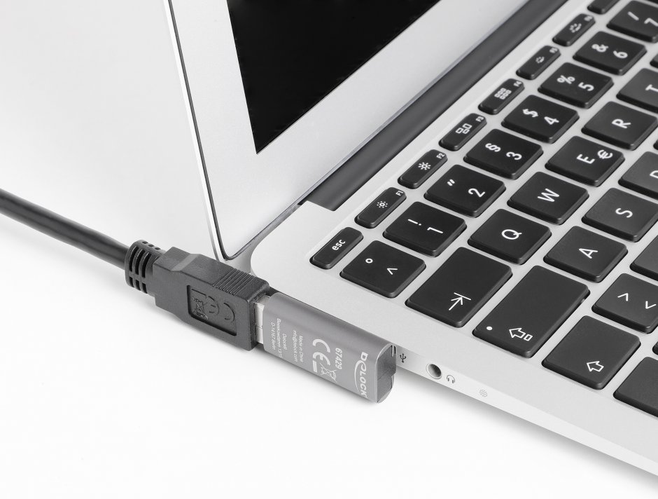 Imagine Adaptor USB-A 10 Gbps 60W unghi 90 grade T-M Aluminiu, Delock 67429