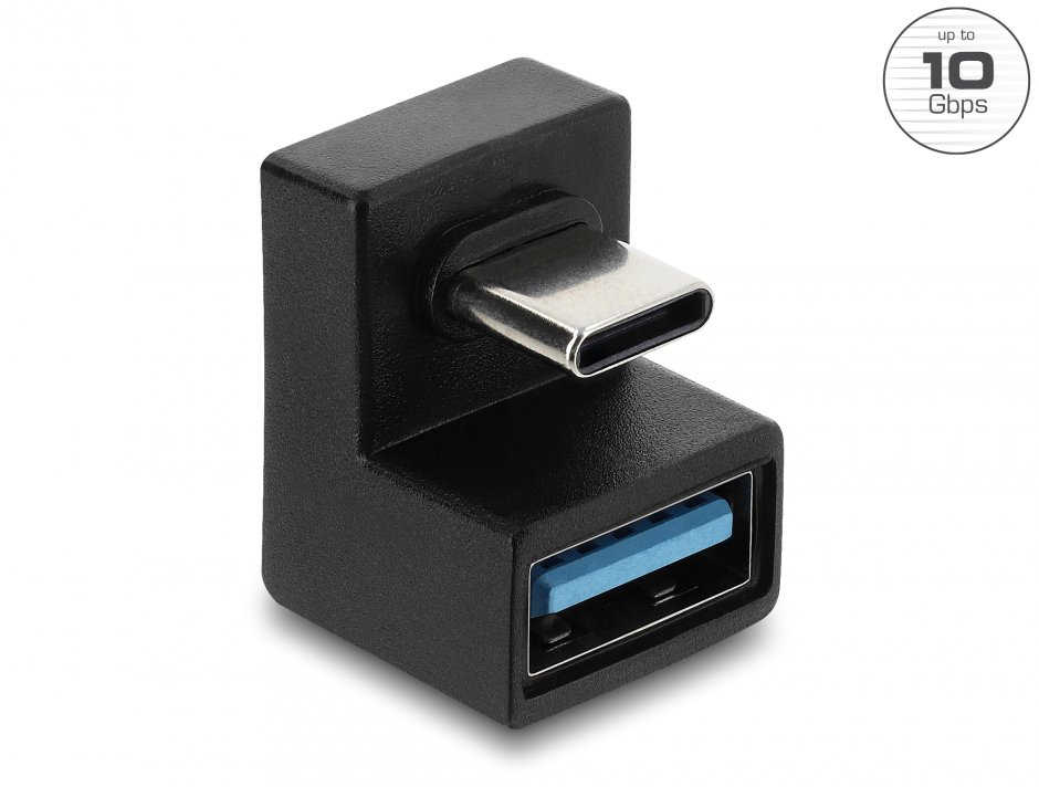Imagine Adaptor USB-C 10 Gbps la USB-A unghi U-shaped T-M, Delock 67464