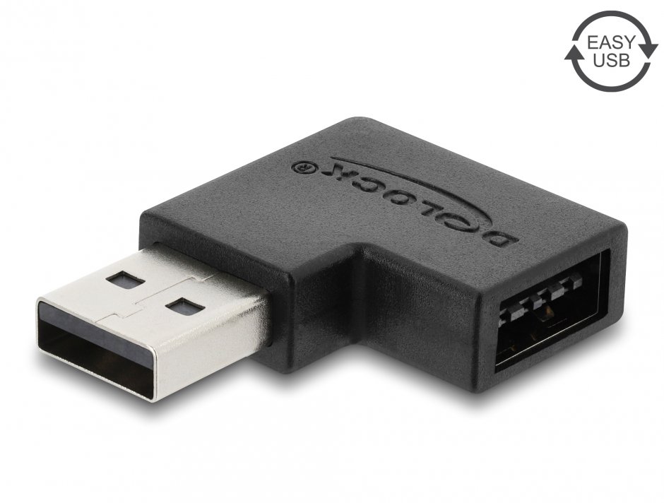 Imagine Adaptor USB-A 2.0 la EASY USB-A unghi 90 grade T-M, Delock 67630