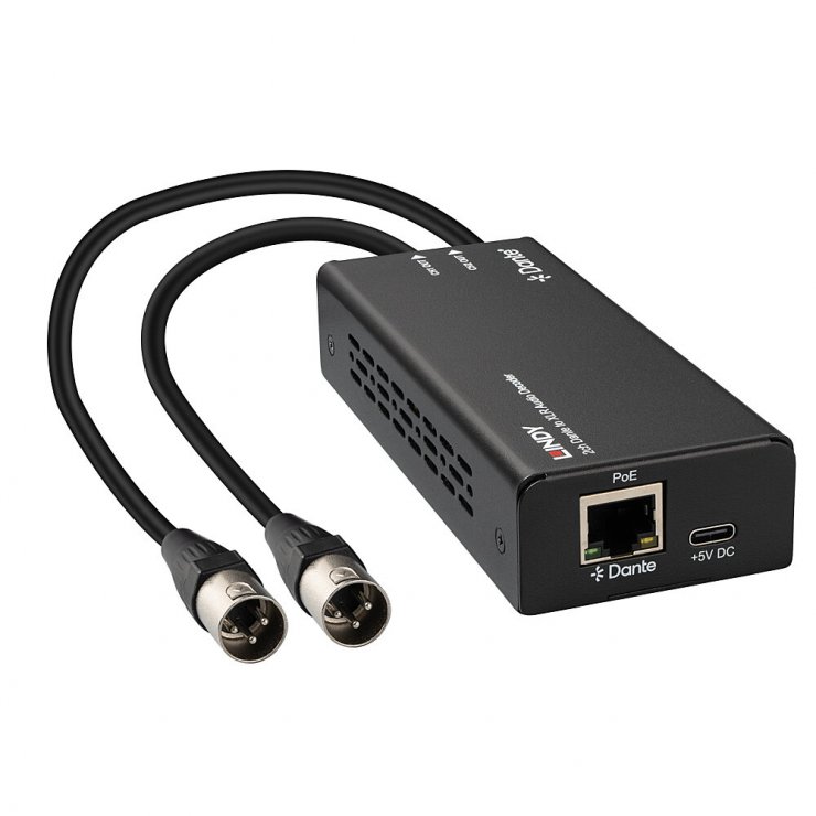 Imagine Decoder audio 2 canale XLR 3 pini la Dante, Lindy L70619