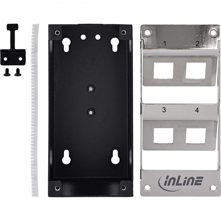 Imagine Cutie cu 4 x keystone Cat.6A montare perete/DIN rail, InLine IL76203N