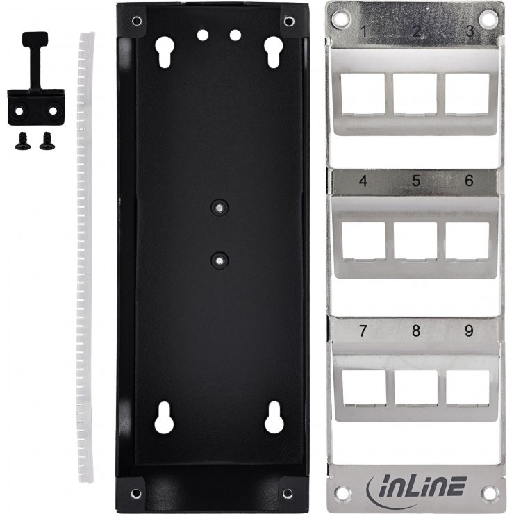 Imagine Cutie cu 9 x keystone Cat.6A montare perete/DIN rail, InLine IL76203P