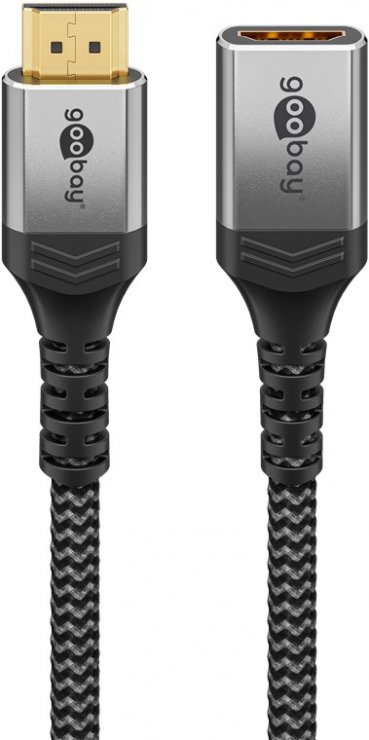 Imagine Cablu prelungitor HDMI 8K60Hz/4K120Hz T-M 2m brodat Alb/Negru, Goobay G79106