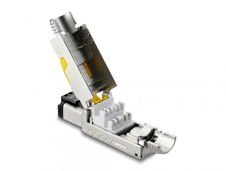 Imagine Conector de ansamblat RJ45 cat 6A pentru fir solid metal, Delock 86287