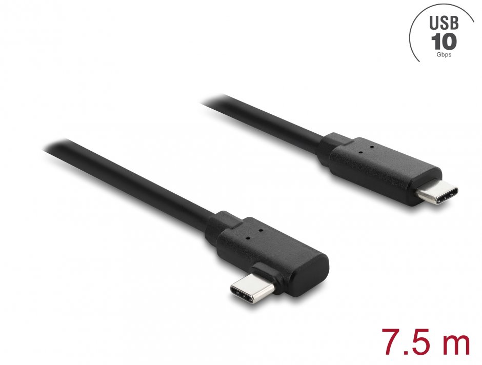 Imagine Cablu Activ Optic USB type C 10Gbp T-T drept/unghi 7.5m, Delock 87241