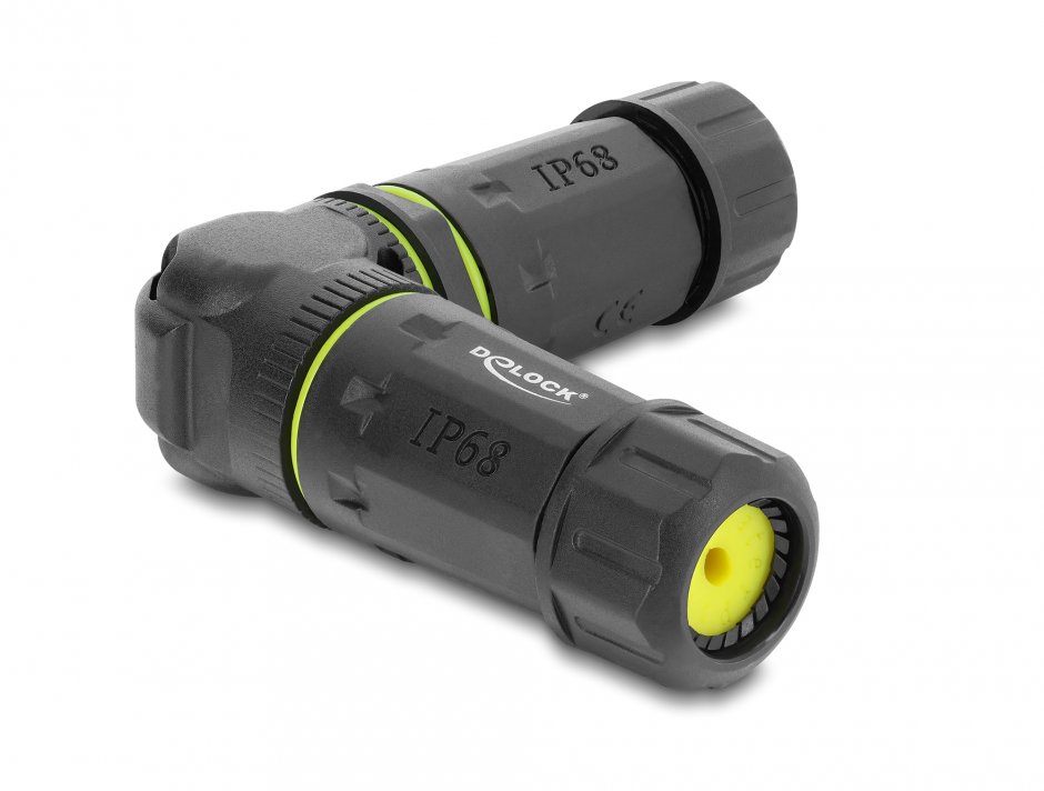 Imagine Cupla RJ45 Cat.6 ecranata waterproof IP68 unghi 90 grade M-M, Delock 87261