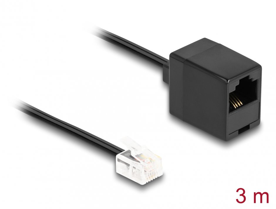Imagine Cablu RJ11 la RJ45 3m Negru, Delock 88094