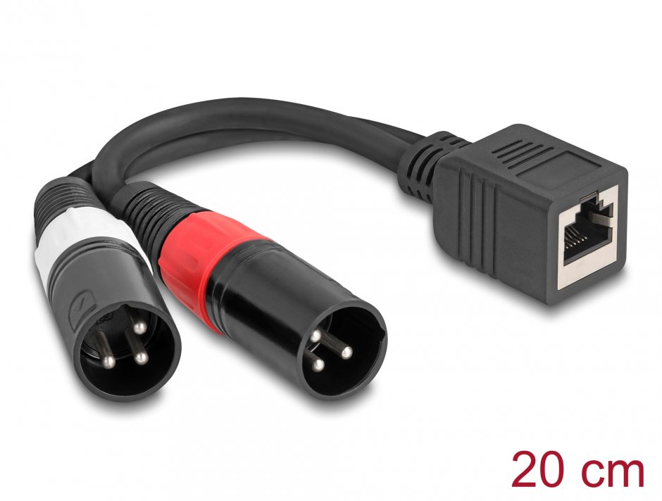 Imagine Adaptor RJ45 la 2 x XLR 3 pini M-T 0.2m, Delock 88179