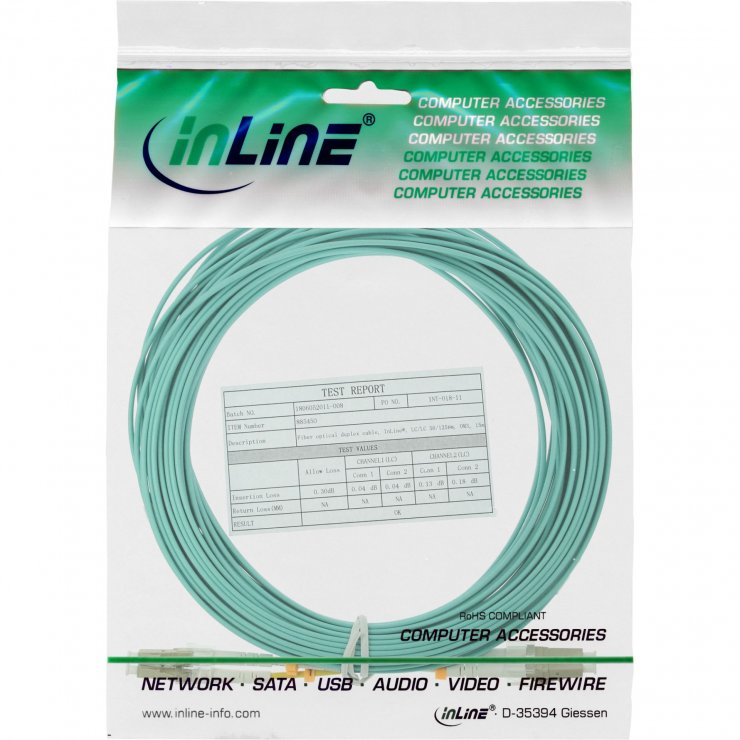 Imagine Cablu fibra optica LC-LC Duplex Multimode OM3 LSOH 0.5m, InLine IL88544O
