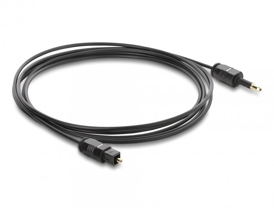 Imagine Cablu audio optic mini Toslink 3.5 mm la Toslink 2m Negru, Delock 90920
