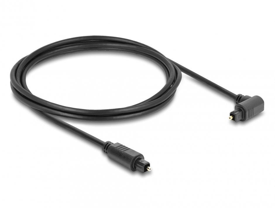 Imagine Cablu audio optic Toslink drept/unghi 90 grade 3m negru, Delock 90931
