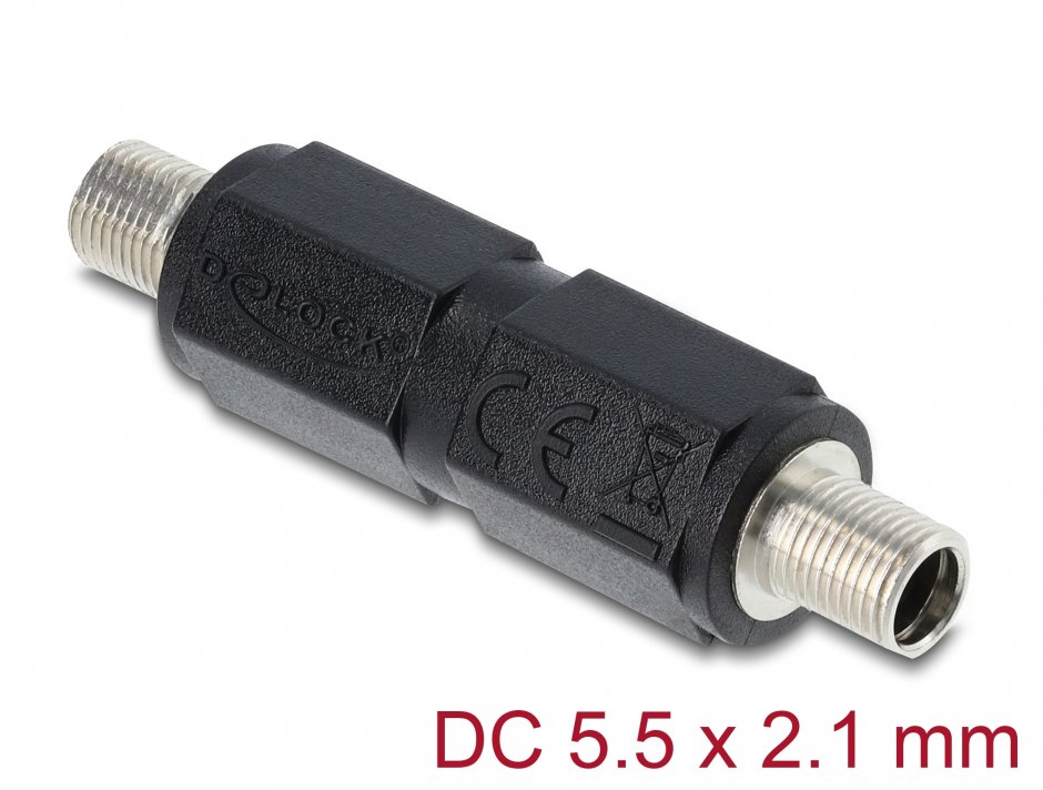 Imagine Adaptor cu filet DC 5.5 x 2.1 mm M-M, Delock 90941
