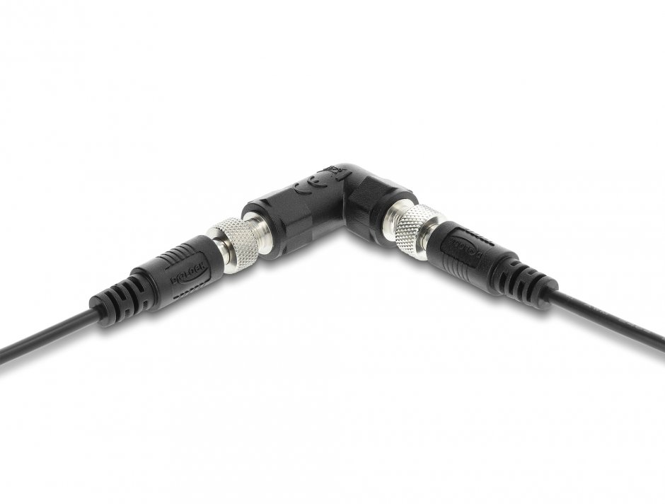 Imagine Adaptor cu filet DC 5.5 x 2.5 mm M-M unghi 90 grade, Delock 90944