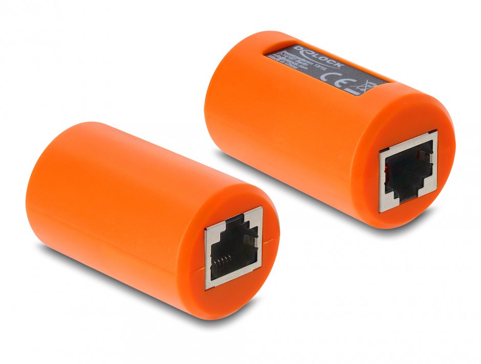 Imagine Cupla RJ45 Cat.6A ecranata cu surge protection, Delock 90988