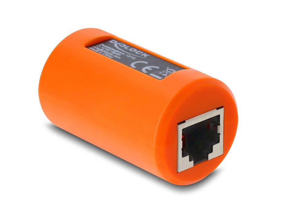 Imagine Cupla RJ45 Cat.6A ecranata cu surge protection, Delock 90988