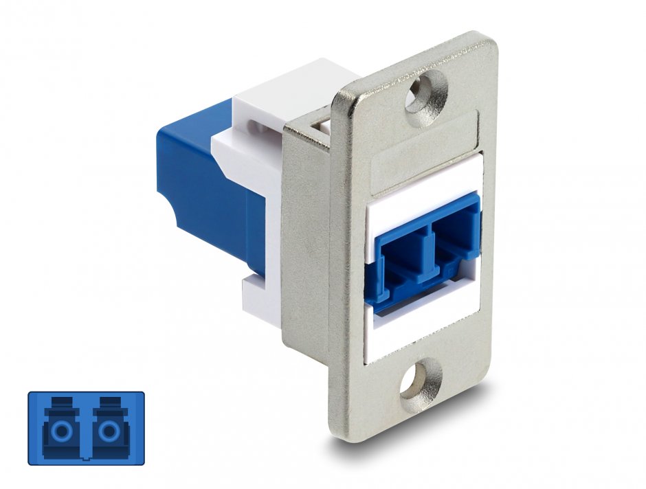 Imagine Modul fibra optica LC Duplex M-M montare panou Alb/albastru, Delock 91092