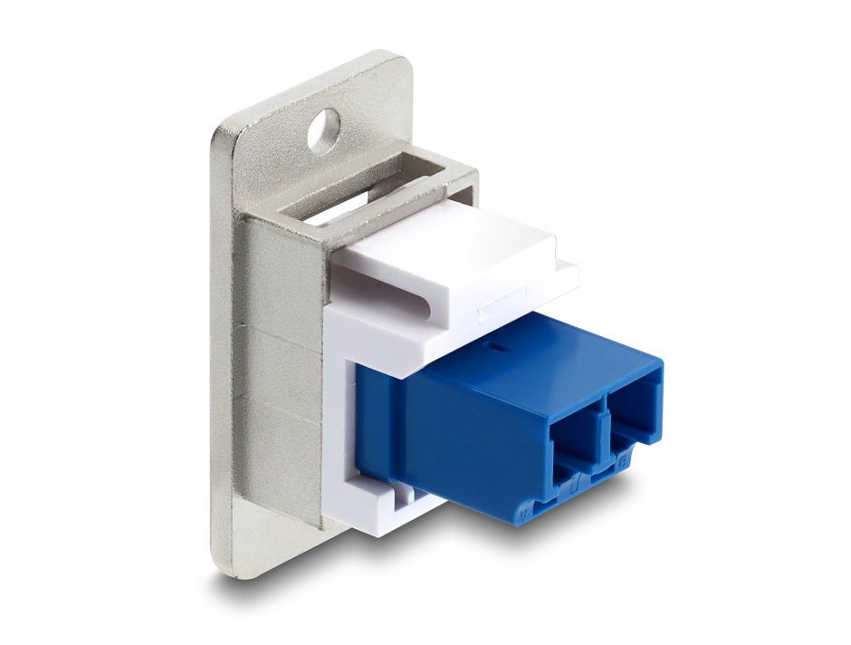 Imagine Modul fibra optica LC Duplex M-M montare panou Alb/albastru, Delock 91092