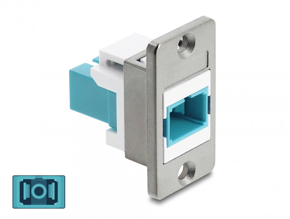 Imagine Modul fibra optica SC Simplex M-M montare panou Alb/turcoaz, Delock 91102
