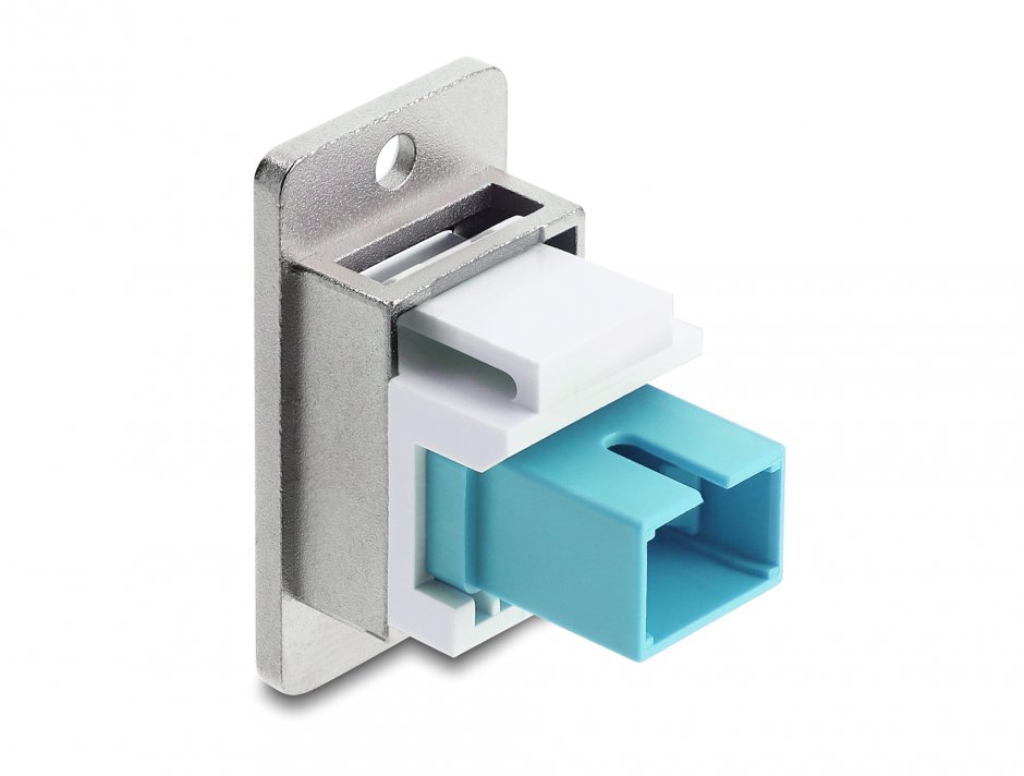 Imagine Modul fibra optica SC Simplex M-M montare panou Alb/turcoaz, Delock 91102