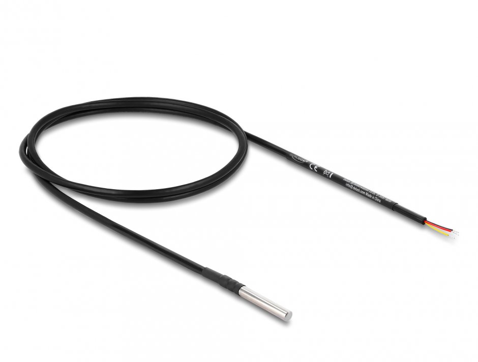 Imagine Senzor temperatura la 3 fire deschise DS18B20 1m, Delock 91407