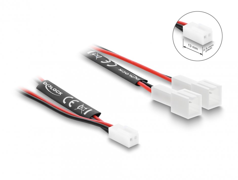 Imagine Splitter 1 x 2 pini ventilator la 2 x 2 pini M-T 10cm, Delock 91428