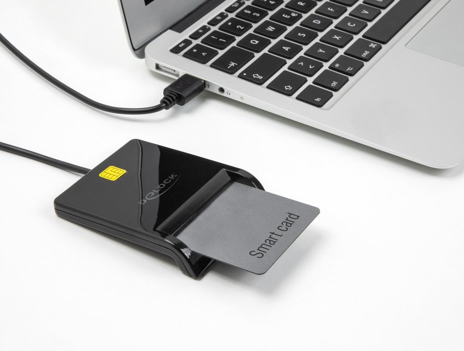 Imagine Card Reader USB 2.0 pentru carduri smart cu chip, Delock 91724