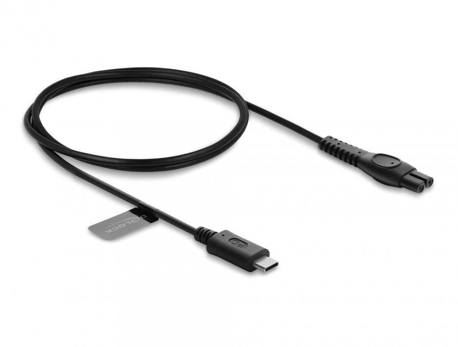 Imagine Cablu de alimentare USB type C 5V pentru aparate de ras electrice Philips QP2724, QP2834, QP1924, MG9520 1m, Delock 91793