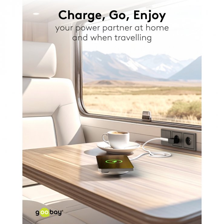 Imagine Incarcator magnetic Wireless Qi USB type C 25W cu stand, Goobay G80354