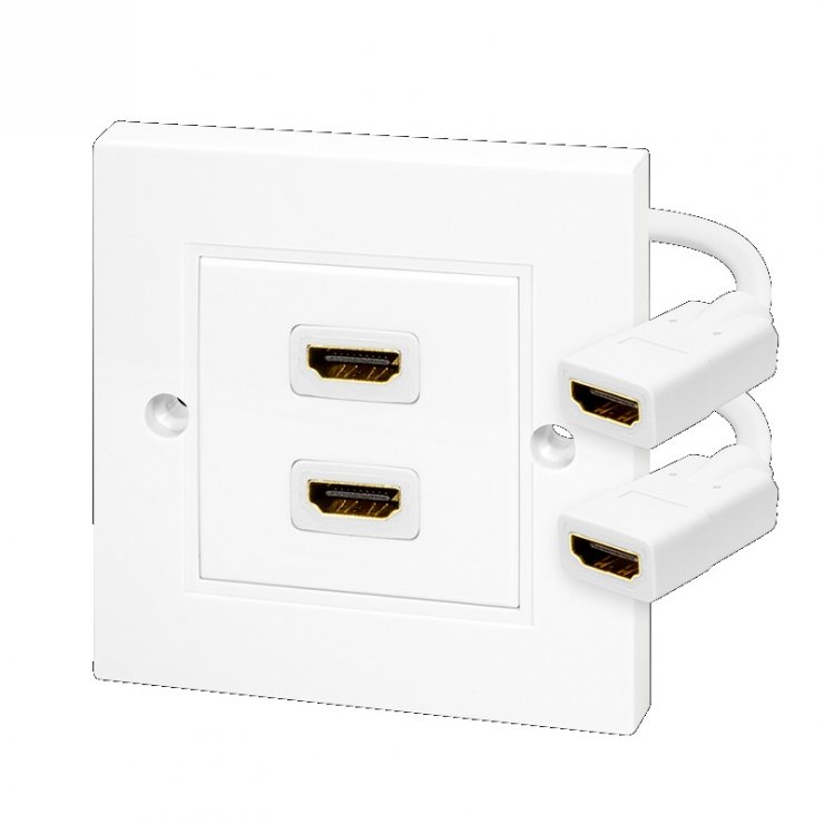Imagine Priza de perete 2 porturi HDMI 4K30Hz Alb, LogiLink AH0015