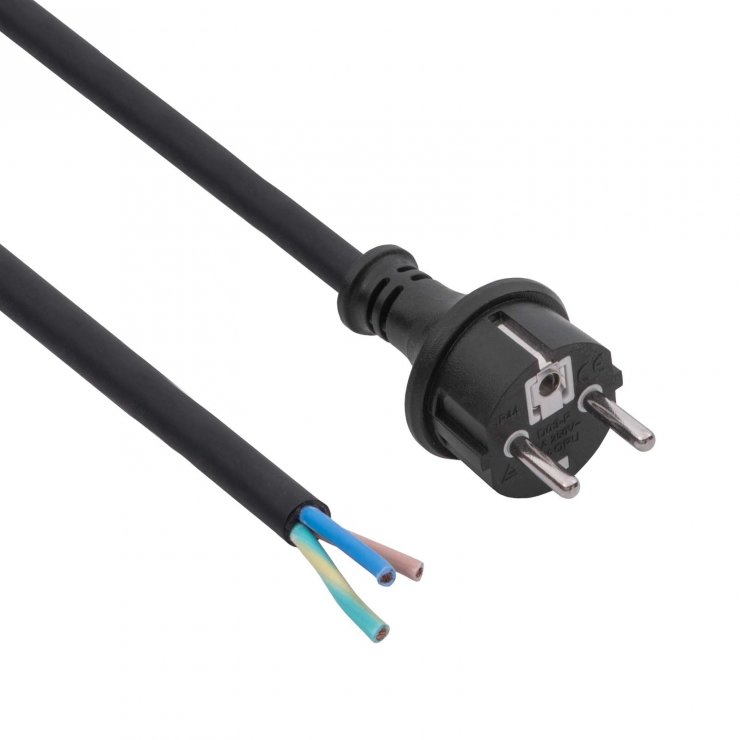 Imagine Cablu alimentare Schuko la fire deschise CU 3x1.5mm 5m, Akyga AK-OT-04S