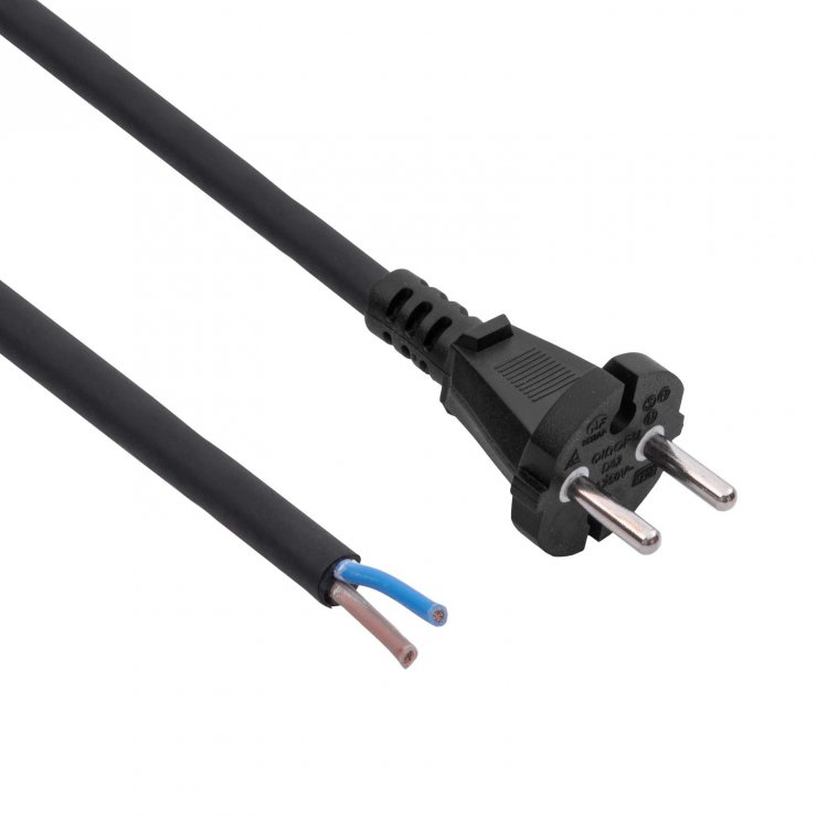 Imagine Cablu alimentare Schuko la fire deschise CU 2x1.5mm 5m, Akyga AK-OT-06S