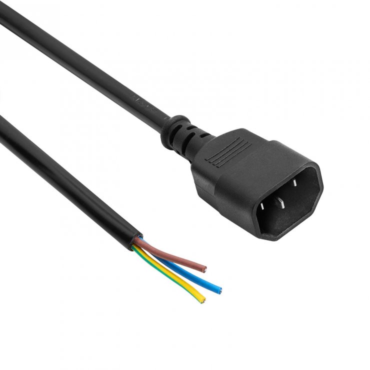 Imagine Cablu alimentare IEC C14 la fire deschise CU 1.8m, Akyga AK-OT-09C