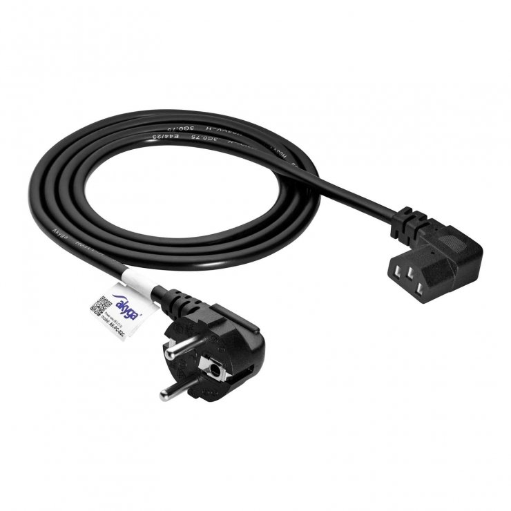 Imagine Cablu de alimentare Schuko la IEC C13 CU 1.5m Negru, Akyga AK-PC-02C