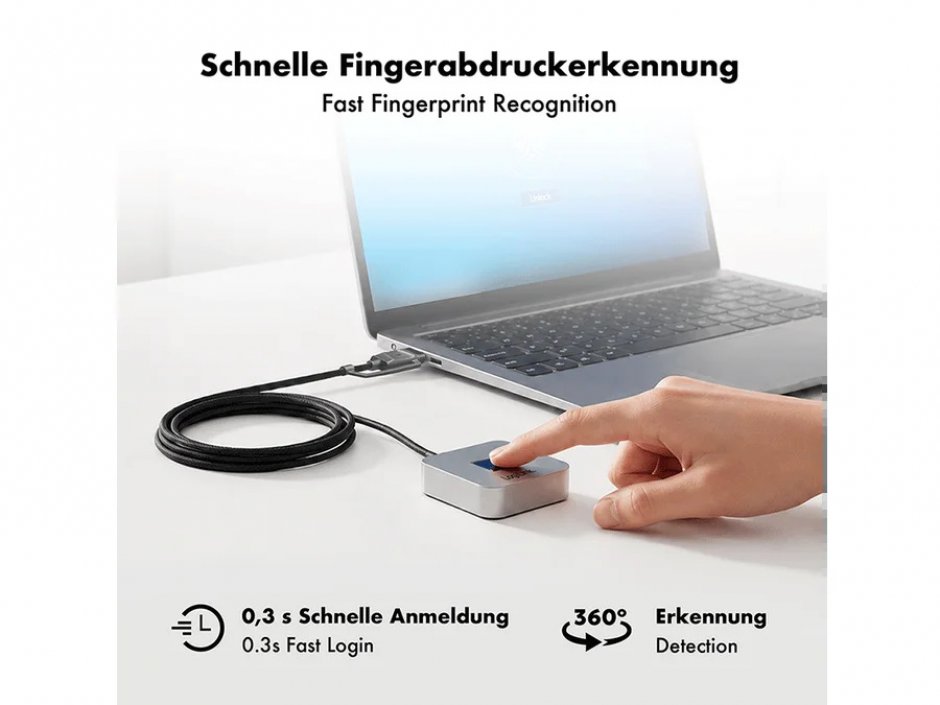 Imagine Cititor amprenta USB-C/USB-A MOH metalic Negru, Logilink AU0067