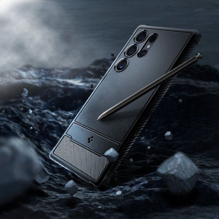 Imagine Husa pentru Samsung Galaxy S24 Ultra Matte Negru, Spigen Rugged Armor