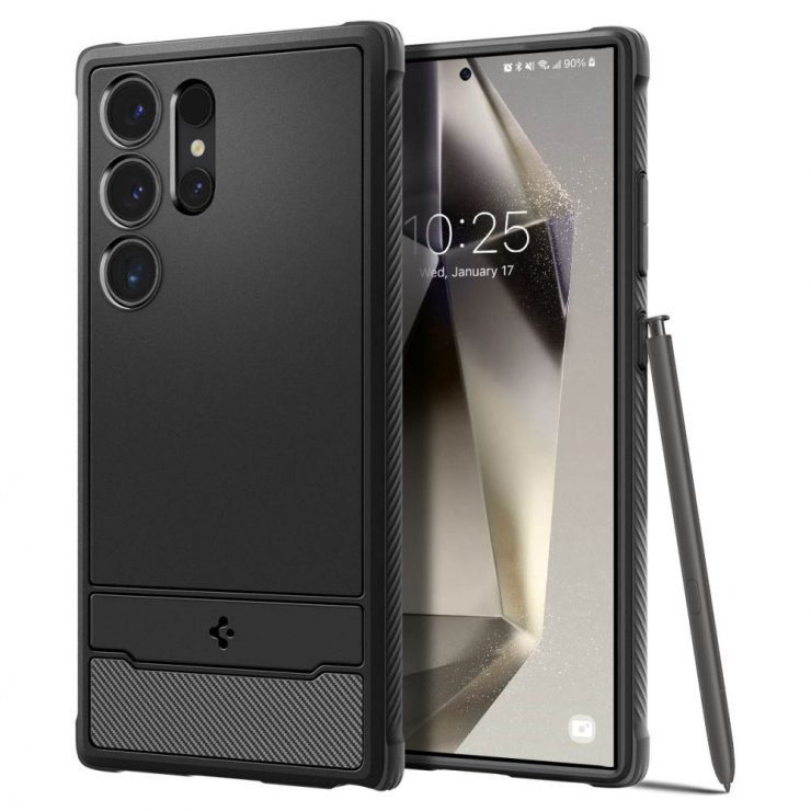 Imagine Husa pentru Samsung Galaxy S24 Ultra Matte Negru, Spigen Rugged Armor