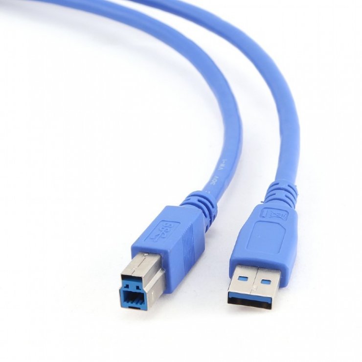 Imagine Cablu USB-A 3.0 la USB-B T-T 0.5m Albastru, Gembird CCP-USB3-AMBM-0.5M