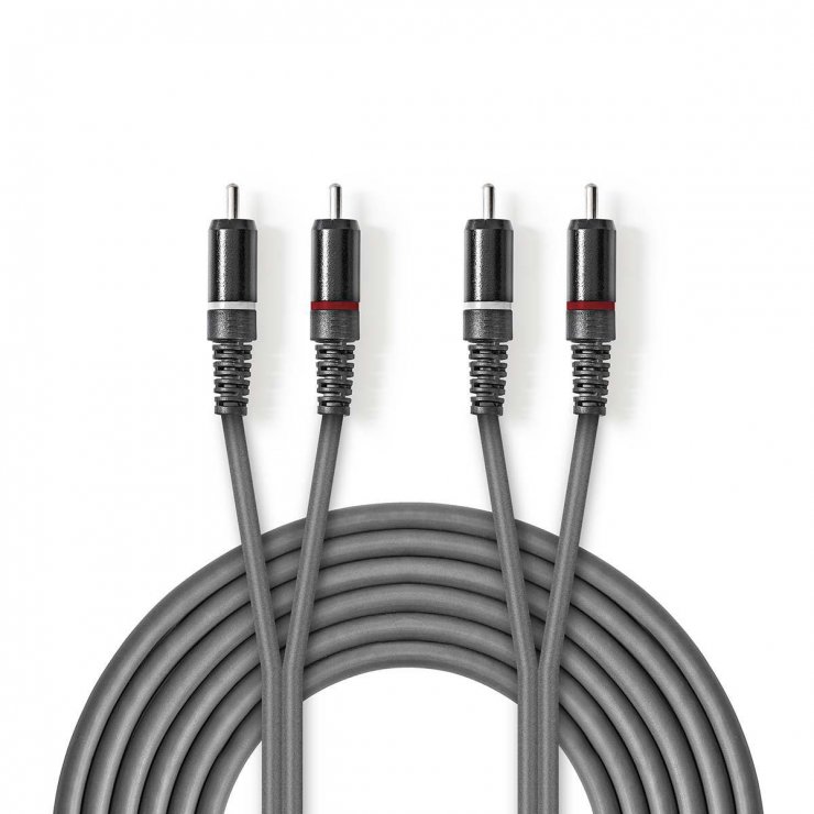 Imagine Cablu audio 2 x RCA la 2 x RCA T-T 3m, Nedis COTH24200GY30