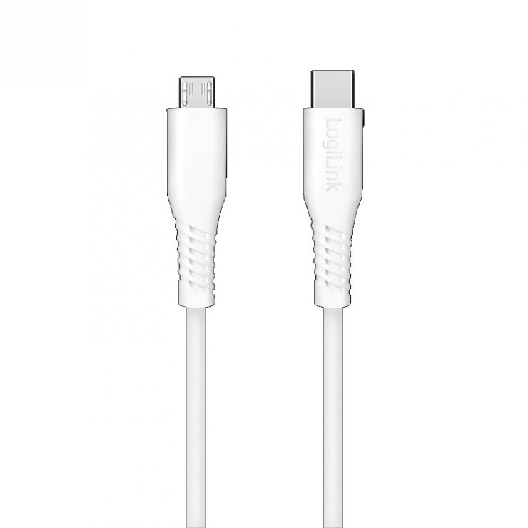 Imagine Cablu micro USB 2.0 la USB type C T-T 3m Alb, Logilink CU0245