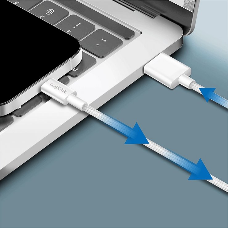 Imagine Cablu USB-A 2.0 la USB type C 60W T-T 0.15m Alb, Logilink CU0319