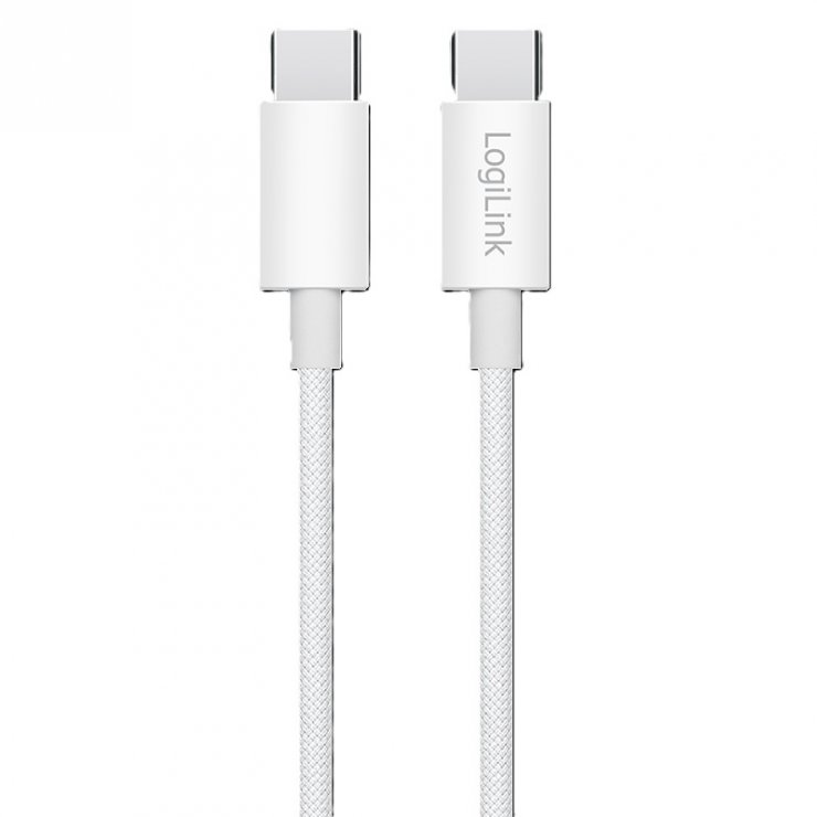 Imagine Cablu USB type C 2.0 T-T 60W 0.15m Alb, Logilink CU0339
