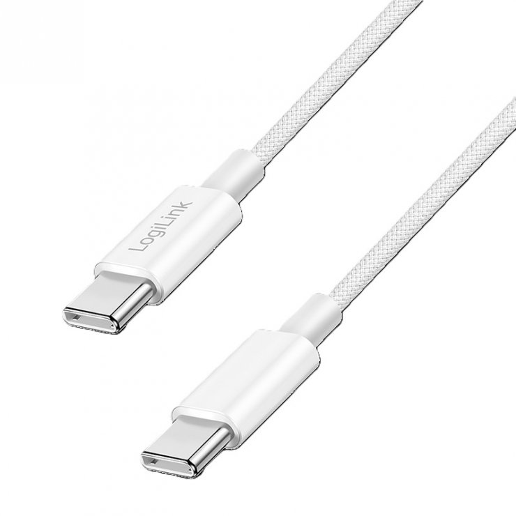 Imagine Cablu USB type C 2.0 T-T 60W 0.15m Alb, Logilink CU0339